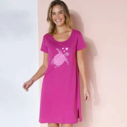 Chemise de nuit courte imprimé tortue