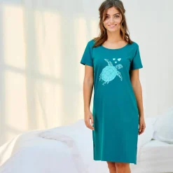 Chemise de nuit courte imprimé tortue