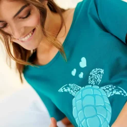 Chemise de nuit courte imprimé tortue