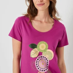 Chemise de nuit courte manches courtes motif "rosaces"