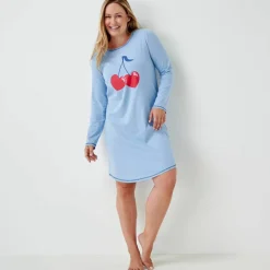 Chemise de nuit courte motif placé 