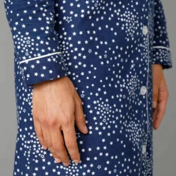Chemise de nuit en pilou forme liquette imprimé étoiles