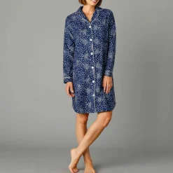 Chemise de nuit en pilou forme liquette imprimé étoiles
