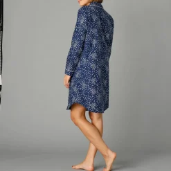 Chemise de nuit en pilou forme liquette imprimé étoiles
