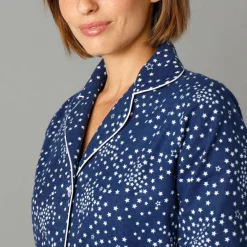 Chemise de nuit en pilou forme liquette imprimé étoiles