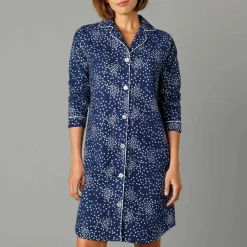 Chemise de nuit en pilou forme liquette imprimé étoiles