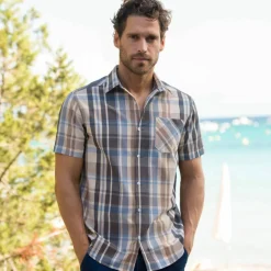 Chemise grands carreaux manches courtes polycoton