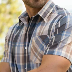 Chemise grands carreaux manches courtes polycoton