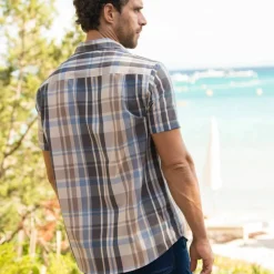 Chemise grands carreaux manches courtes polycoton
