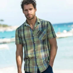 Chemise grands carreaux manches courtes polycoton