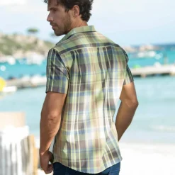 Chemise grands carreaux manches courtes polycoton