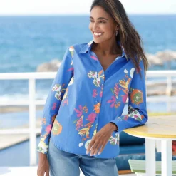 Chemise imprimé fleuri maxi, coton