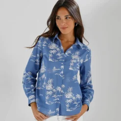 Chemise imprimé palmiers bicolore