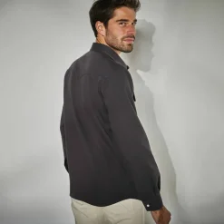 Chemise pressionnée manches longues en jean