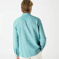 Chemise rayée coton lin manches longues