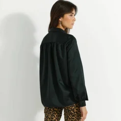 Chemise volume ample unie, satin