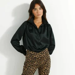 Chemise volume ample unie, satin