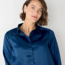 Chemise volume ample unie, satin