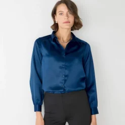 Chemise volume ample unie, satin