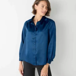 Chemise volume ample unie, satin
