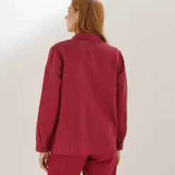Chemisier boutonné en coton/lin