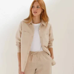 Chemisier boutonné en coton/lin