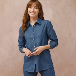 Chemisier boutonné en jean léger