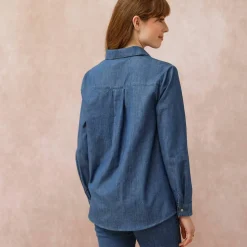 Chemisier boutonné en jean léger