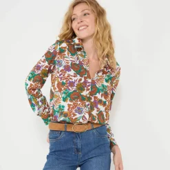 Chemisier boutonné imprimé fleurs