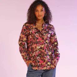 Chemisier boutonné imprimé fleurs