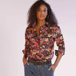 Chemisier boutonné imprimé fleurs