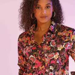 Chemisier boutonné imprimé fleurs