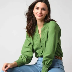 Chemisier broderie anglaise, coton