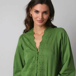 Chemisier broderie anglaise, coton