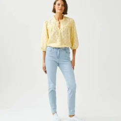 Chemisier broderie anglaise, smocks et col volanté