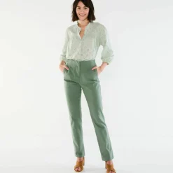 Chemisier broderie anglaise, smocks et col volanté