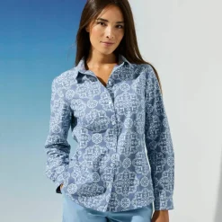 Chemisier chambray imprimé