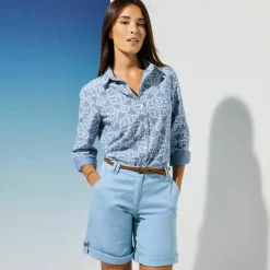 Chemisier chambray imprimé