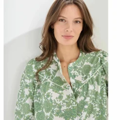 Chemisier imprimé bicolore, voile de coton