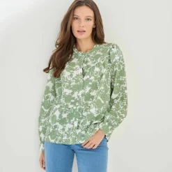 Chemisier imprimé bicolore, voile de coton