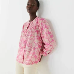 Chemisier imprimé bicolore, voile de coton