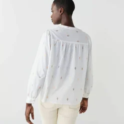 Chemisier imprimé doré, voile de coton