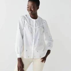 Chemisier imprimé doré, voile de coton
