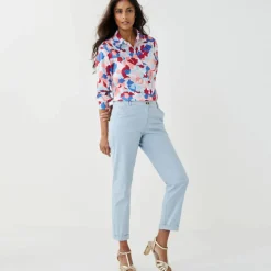 Chemisier imprimé floral, voile de coton