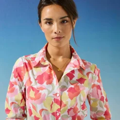 Chemisier imprimé floral, voile de coton