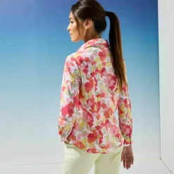Chemisier imprimé floral, voile de coton