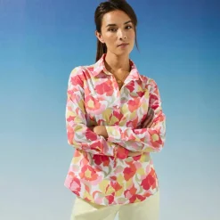 Chemisier imprimé floral, voile de coton