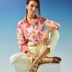 Chemisier imprimé floral, voile de coton