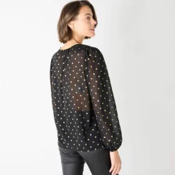 Chemisier imprimé pois doré, voile