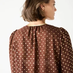 Chemisier imprimé pois doré, voile